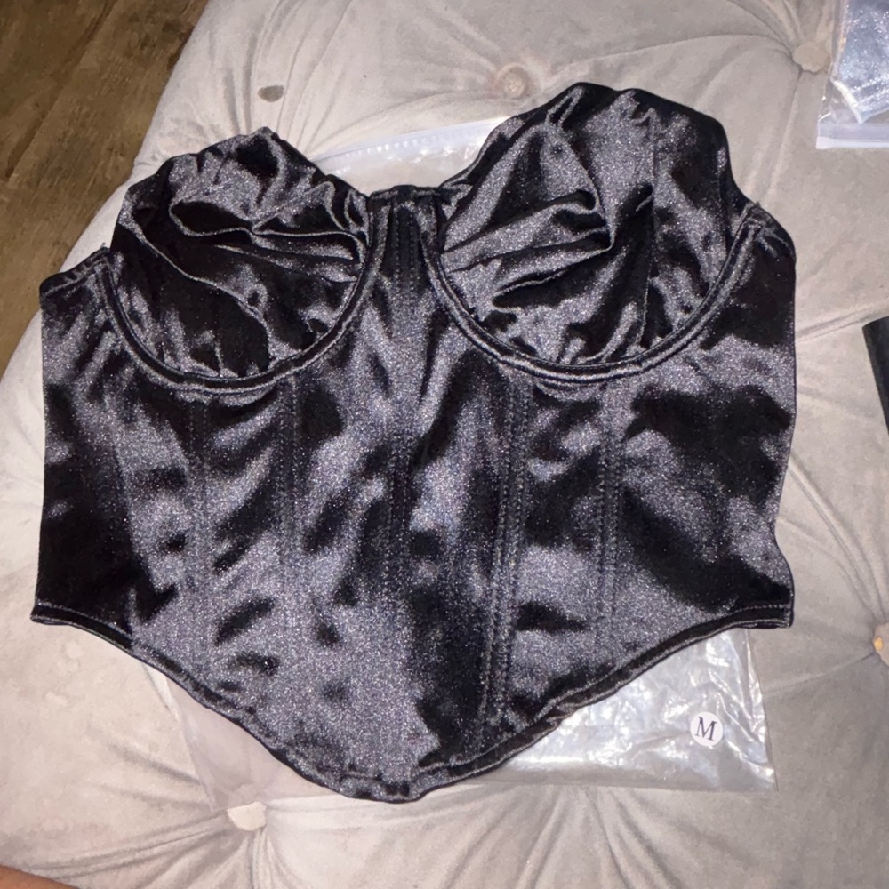 Elegant Black Satin Corset Top